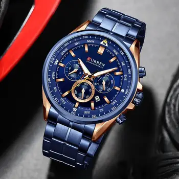 Curren Mužov Quartz náramkové hodinky, Luxusné Značky Športový Chronograf Hodinky s Nehrdzavejúcej Ocele 316 Svietiace Ručičky Muž Hodiny Black