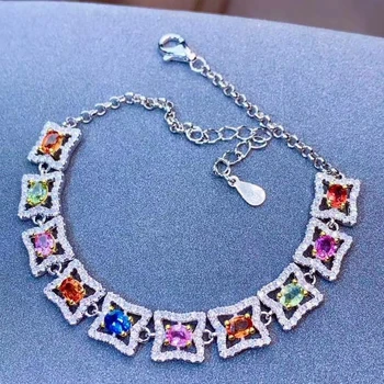 KJJEAXCMY jemné šperky S925 mincový striebro intarzované a prirodzené farby sapphire Dievča módneho ruke Náramok Podporu test Čínsky štýl