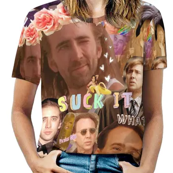 Nicolas Cage Koláž T Shirt Zábavné Memy Harajuku Tričká Krátky Rukáv Streetwear Tee Tričko Letné Vzor Topy 4XL 5XL 6XL