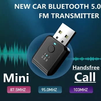 KEBIDUMEI FM Vysielač Auto Bluetooth 5.0 Prijímač Handsfree Hovor Mini USB, Napájanie do Auta Auto Wireless Audio Pre FM Auto Rádio
