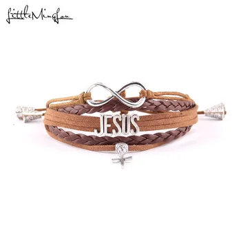 Malý MingLou Infinity Ježiš náramok kríž kúzlo nastaviteľný Popruh strapec mužov náramky & prívesky pre ženy šperky