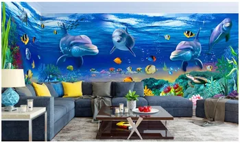 vlastné nástenné foto 3d tapeta sen podmorský svet dolphin tému pozadia na stenu 3d nástenné maľby, tapety na stenu 3 d