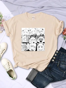 Anya Tváre - Spy X Rodiny Anime T-Shirt Lete Hip Hop Harajuku, T Košele Vintagekawaii Oblečenie Pohode Bežné Mäkké Ženské Tričká