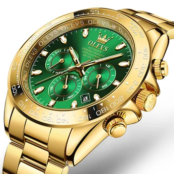 OLEVS Pôvodné Automatické Hodinky pre Mužov Gold Luxusné, Klasické z Nehrdzavejúcej Ocele Kalendár Svetelný Nepremokavé Mechanické náramkové hodinky