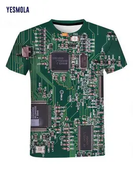 Letné pánske T-shirt Elektronického Čipu, Hip Hop tričká Muži Ženy 3d Stroj Vytlačené Veľkými T-shirt Harajuku Štýl Tee Topy
