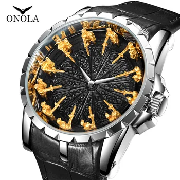 ONOLA značky jedinečný quartz hodinky muž luxusné rose gold kožené cool darček pre muža, sledovať módne bežné nepremokavé Relogio Masculino