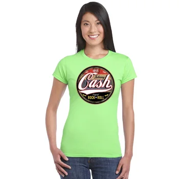 dámske krátke Tees surfovanie topshirts Online 1955 Johnny Cash Rock-N-Roll žena T-shirt Tričko telocvične Cvičenia dámske tričko
