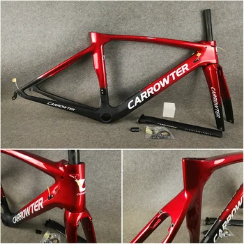 53 cm Transparentná Červená CARROWTER Carbon Bike Cestné Rámy T1000 UD Matný-Glossy Bicykel Rám Inventári na Predaj