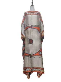 Saudská Abric 2021 Populárne Vytlačené Lete Slovenského Hodvábu kaftan abaya Maxi Šaty Dashiki Afriky Župan Femme BouBou Oblečenie