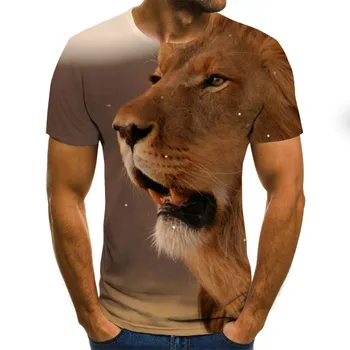 T-Shirt Mužov Oblečenie Krátky Rukáv, golier Posádky Krku Klesnutie Tričko Multi Veľkosť T-Shirt Digitálne 3D Tiger, Lev Tlač Lete