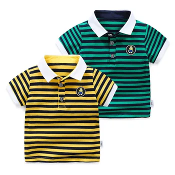 Prekladané Žlté Lete Chlapci Polo tričká 100% Bavlna, Elastickej Tkaniny Deti Topy Tees Outwear detské Oblečenie