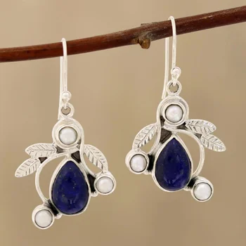 Retro Jednoduché Šperky, Módne Creative Móde Osobnosti Svetlo Luxusné Vykladané Modrý Zirkón Geometrické Náušnice pre Ženy
