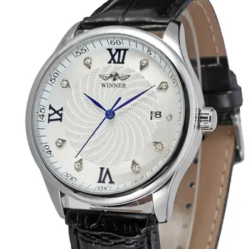 VÍŤAZ SLEDOVAŤ elegantný minimalistický biela Rímske číslice dial, nízky profil pánske hodinky čierny pás mechanické hodinky
