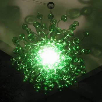 Ručne Fúkané Zelené Sklo Luster LED Moderné Bublina Prívesok Svetlá Obývacia Izba Reštaurácia Umelecké Dekorácie