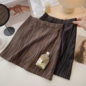 Ženy Vintage Móda A-Line Mini Sukne Dámske Jeseň Bežné Vysoký Pás Prekladané Slim Streetwear Package Hip Sukne Ženy