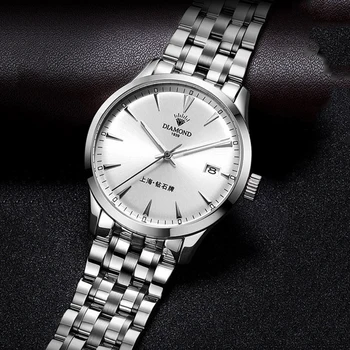 Šanghaj Hodinky Automatické Mechanické náramkové hodinky 38mm Šaty Hodinky Mužov Luxusná Nerezová Oceľ Sapphire Svietiace Hodiny DIAMOND