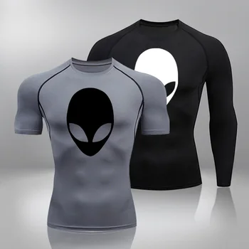 2022 Nové Fitness jednofarebné Tričko Pánske Rýchle Suché T-shirts O-Krku Topy Plus Veľkosť Kvalitné Kompresné Nohavice, Športové oblečenie