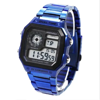 Shhors Módne Modré Hodinky Mužov LED Digitálne Hodinky z Nerezovej Ocele Elektronické náramkové hodinky Mužov Športové Hodinky Reloj Hombre 2021