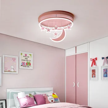 Nové Stropné Svetlá Dievča Deti Izba Spálňa Moderné LED Osvetlenie Povrchová Montáž Diaľkové Ovládanie Vnútorné Lampa Ružová farba