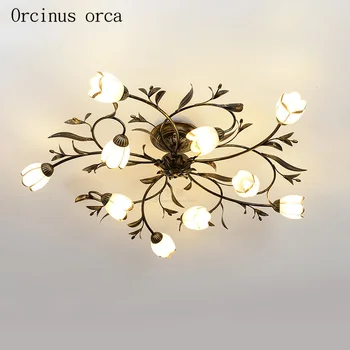 Americký tvorivé osobnosti LED flower stropné lampy, obývacej izby, spálne, chodby, Stredomorské Záhrade retro železa stropné lampy