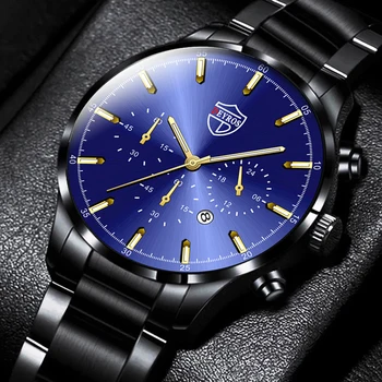 Čistý Luxus Herren Uhren Režim Männer Business Edelstahl Quarz Armbanduhr Kalender Elipsoidu Uhr Mann Bežné Lederband Uhr