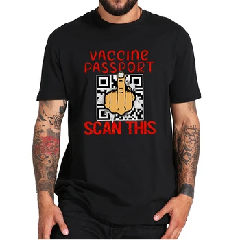 Očkované Pas Skenovanie Tejto Zábavnej QR Kód Stredný Prst-Očkované Tlač Tee Vysokej Kvality Bežné 100% Bavlna Topy EÚ Veľkosť