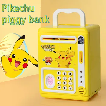 Pokémon Pikachu Elektronické Prasiatko ATM Heslo Smart Peniaze Box Hudba Peňažné Úspory Box Akcia Obrázok Deti Hračky, Vianočné Darčeky