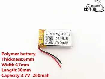 5 ks/veľa 3,7 V,260mAH,601730 Polymer lithium ion / Li-ion batéria pre HRAČKA,POWER BANKY,GPS,mp3,mp4