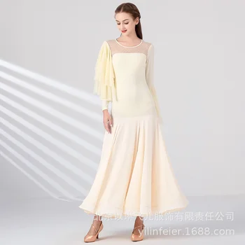 Nový Dizajn A Módne Retro Elegantné Ženy Dospelých Výkon Súťaž Nosenie Bielej Sále Šaty Tanečných Kostýmov, Tenue Danse Femme