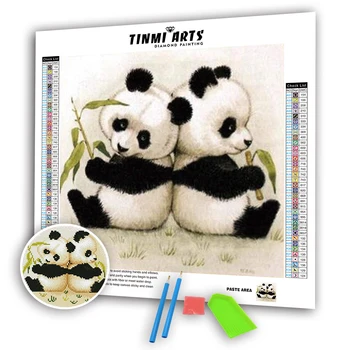 5D Diamond Maľovanie Panda Dvojičky Plné Kolo Súpravy DIY Mozaiky Cross Stitch Vzor Ručné Výšivky Obrázok na Stenu Dekor
