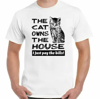 Mačka Vlastní Dom Mens Zábavné Mačací T-Shirt Cute Pet Top