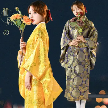 Japonské Kimono Župan Ženy Brocade, Chryzantéma Tlač Kimono Yukata Cosplay Fáze Výkonu Šaty Nové Exotické Kostýmy