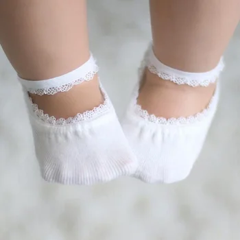 1 Pár Anti-slip Čipky Baby Girl Ponožky pre 1-5 Rokov Roztomilý Batoľatá Dojčatá Bavlnené Ponožky Baby Dievčatá Princezná Ponožky