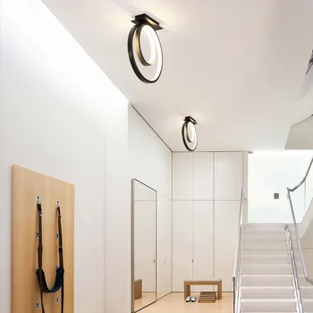 Nordic Moderné LED Stropné svietidlo Koridoru Lampy Domova Jednoduchý Dizajn Uličkou Balkón Lesk Čierna Svietidlo Svietidlo na Výzdobu