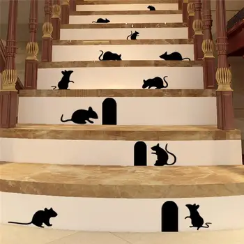 9 Roztomilé Myši Samolepky na Stenu Miestnosti Dekorácie 3d Diy Vinyl Adesivos De Paredes Kreatívne Domáce Obtlačky Zvieratá Nástenné Art Myší Plagáty