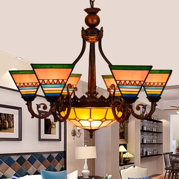 Európska tiffany retro teplých farbách, v štýle prívesok svetlo vitráže bar reštaurácia obývacia izba žiarovka E27 110-240V