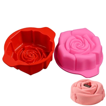 Rose 3D Silikónové Tortu Formy Mousse Dezert Pečivo Čokoládové Non-Stick Kuchynské Formy na Pečenie Dekorácie Nástroje Náhodné Farby