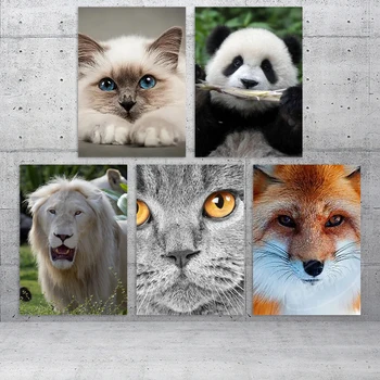 Moderné Plátno Zvieratá Potlačou, Vnútorné Nátery Roztomilá Panda Plagát Líšky Stenu, Kresby Mačka Modulárny Obrázky Obývacia Izba Domova
