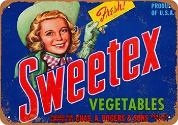 20x30 cm Tin Prihlásiť Sweetex Texas Zeleniny Vintage Vzhľad, Kovové Prihlásiť Stenu Decor Známky opasok 8x12 Palec