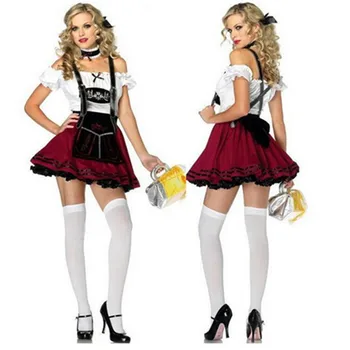 Nové Dospelých Žien Nemeckého Bavorska Oktoberfest Kostým Sexy Pivo Dievča Slúžka Uniformy Dospelých Žien Podväzky Šaty