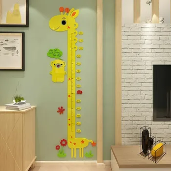 Cartoon Žirafa 3D Stereo Nálepky na Stenu detskej Izby Mš Nálepky na Stenu Detské Meranie Výšky Zamestnancov Rozchod Nálepka na Stenu