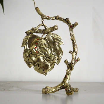 Katolícke Sväté Umenie High-grade Nádherné Retro-bronz Kovové Najsvätejšieho Srdca Listy Modelovanie Ornament bohyne ženské božstvo Panny Mar