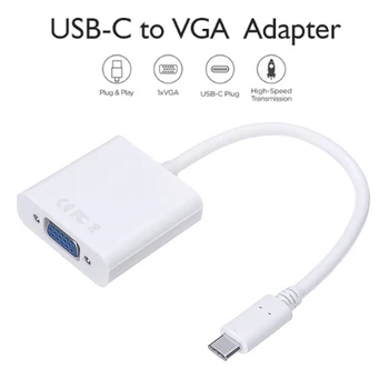 Biela Typ-C, USB 3.1 na Monitor VGA Kábel, Adaptér, Kvalitné USB-C Mužov a Žien Projektor Konvertor pre MacBook Chromebook