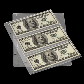 PVC pre Kolektor Voľné List List Transparentné Bankoviek Držiak na Papierové Peniaze Ochranný Vak 3-Slot Papierové Peniaze Zber Album