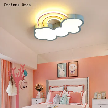 Cartoon tvorivé biely oblak, stropné lampy, Chlapec, Dievča, Spálne, detskej izby svetlo moderné teplé LED rainbow stropné lampy
