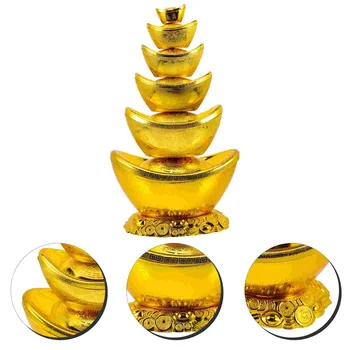 Gold Ingot Ornament Plavidlá Yuan Bao Dekor Figúrka Socha Zlatého Čínska Ozdoba Scény Remesiel Šťastie, Peniaze, Bohatstvo Shui Japaniese