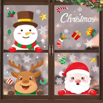 Vianočné Dekorácie Vianočné Starších Snehuliak Snowflake Statické Nálepky Zmes Domov navidad 2022 decoración