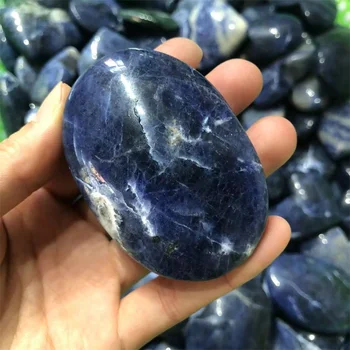Modrá Sodalite Palm Kamene Natura Polished Quartz Crystal Liečivú Masáž Kameňmi Reiki Dekorácie Drahokamy