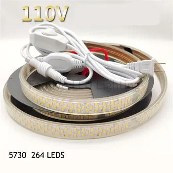 50M/Veľa Flexibilný LED Pás Svetla AC110V Nepremokavé Stmievateľné Nový Príchod 220V LED Pásy 5730 264LEDs/m 13W/m Vodotesný Ip67