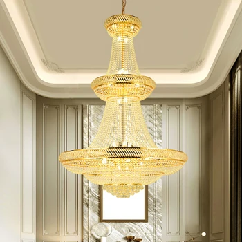 Veľký Luster V Villa Obývacia Izba, Schody Crystal Visiace Lampy Zlato/Chrome Loft Svietidlá, Moderné Vnútorné Osvetlenie